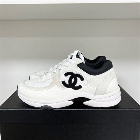 chanel sneakers white and black|chanel white sneakers for women.